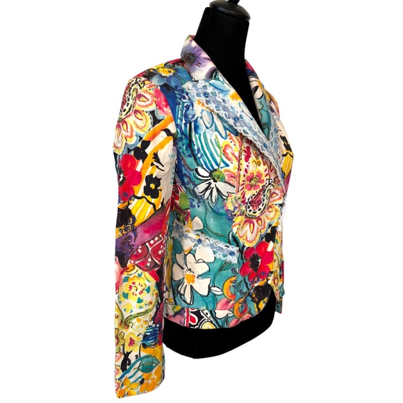 🎁 Alberto Makali Bold Color Tropical Jacket Size 2 - Picture 3 of 7